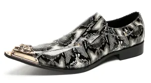 Mens Party Casual Metal Pointed Toe Ballroom Western Loafers