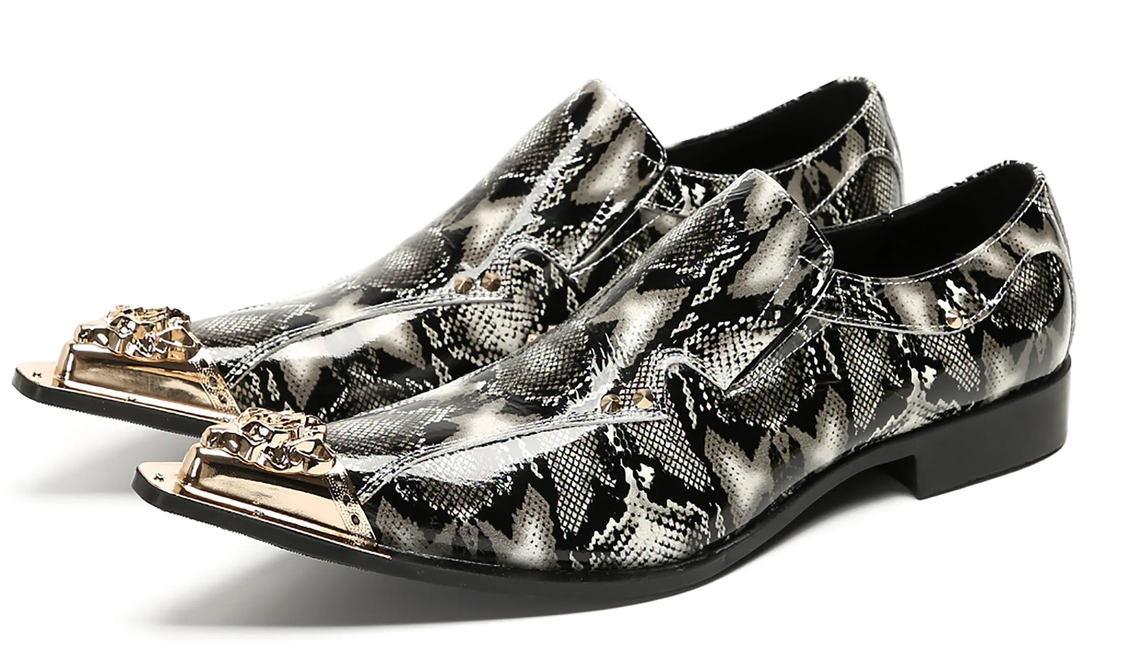 Mens Party Casual Metal Pointed Toe Ballroom Western Loafers