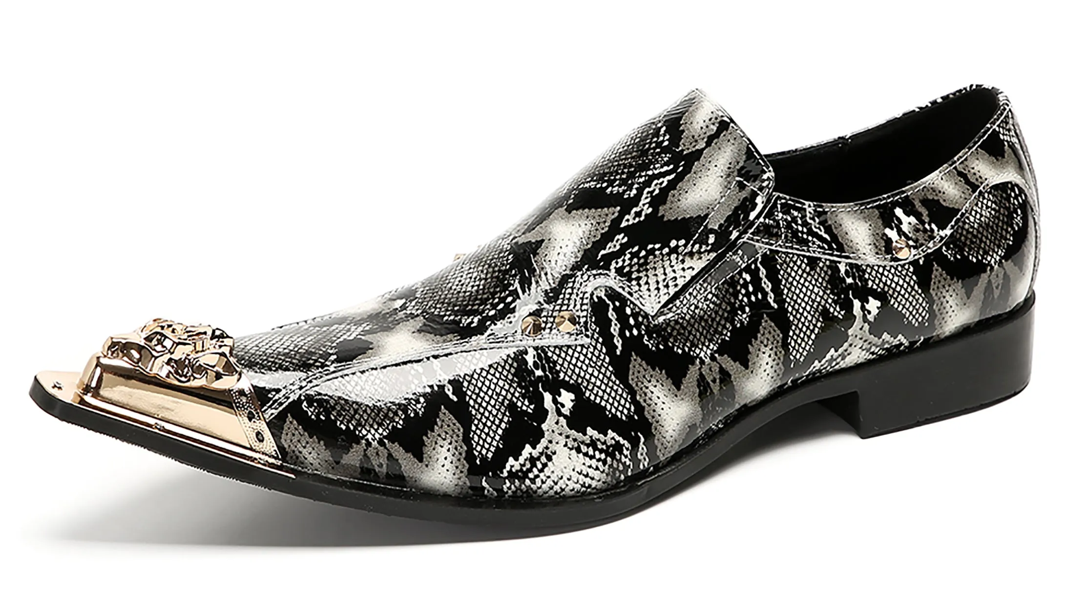 Mens Party Casual Metal Pointed Toe Ballroom Western Loafers