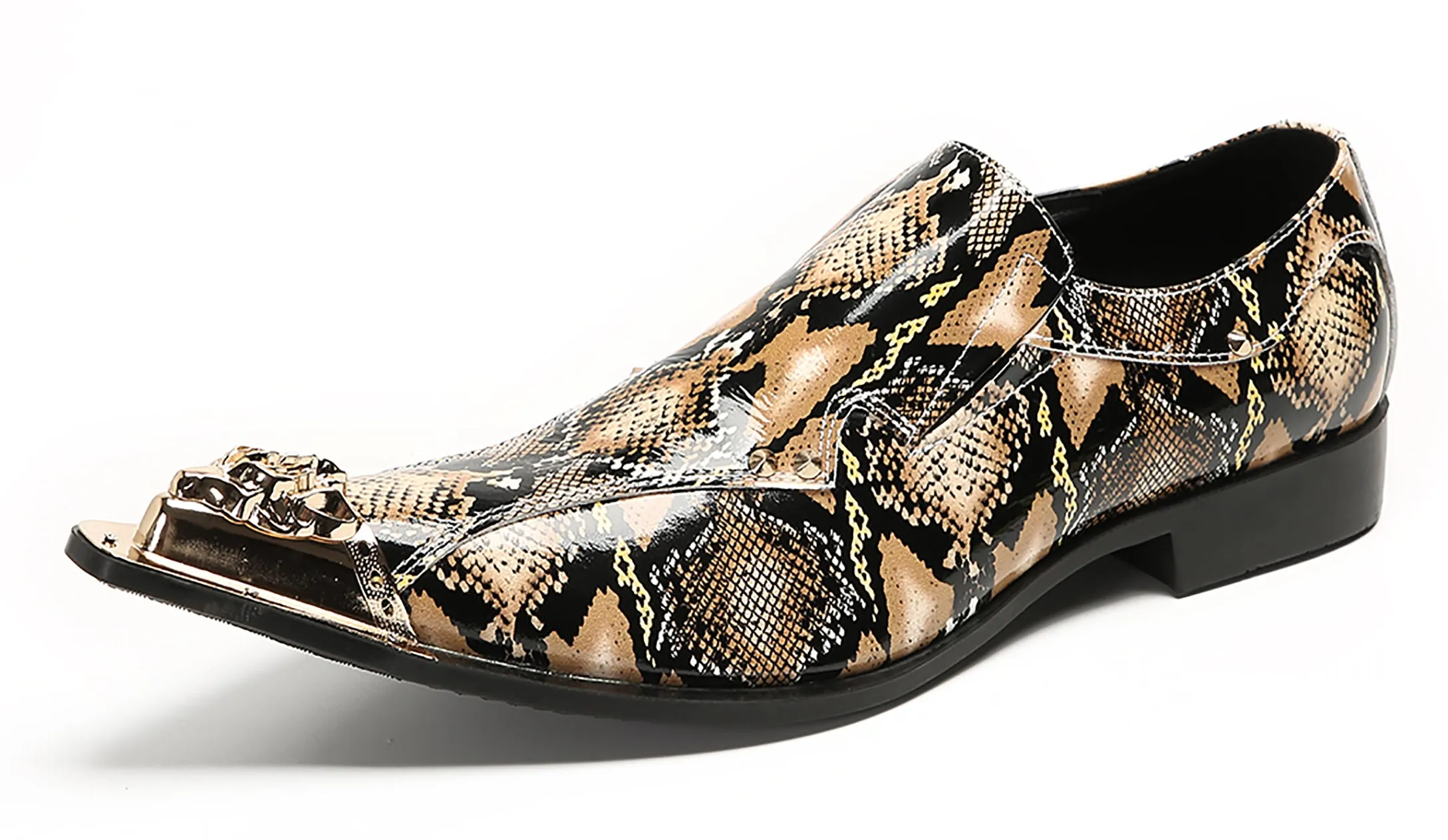 Mens Party Casual Metal Pointed Toe Ballroom Western Loafers