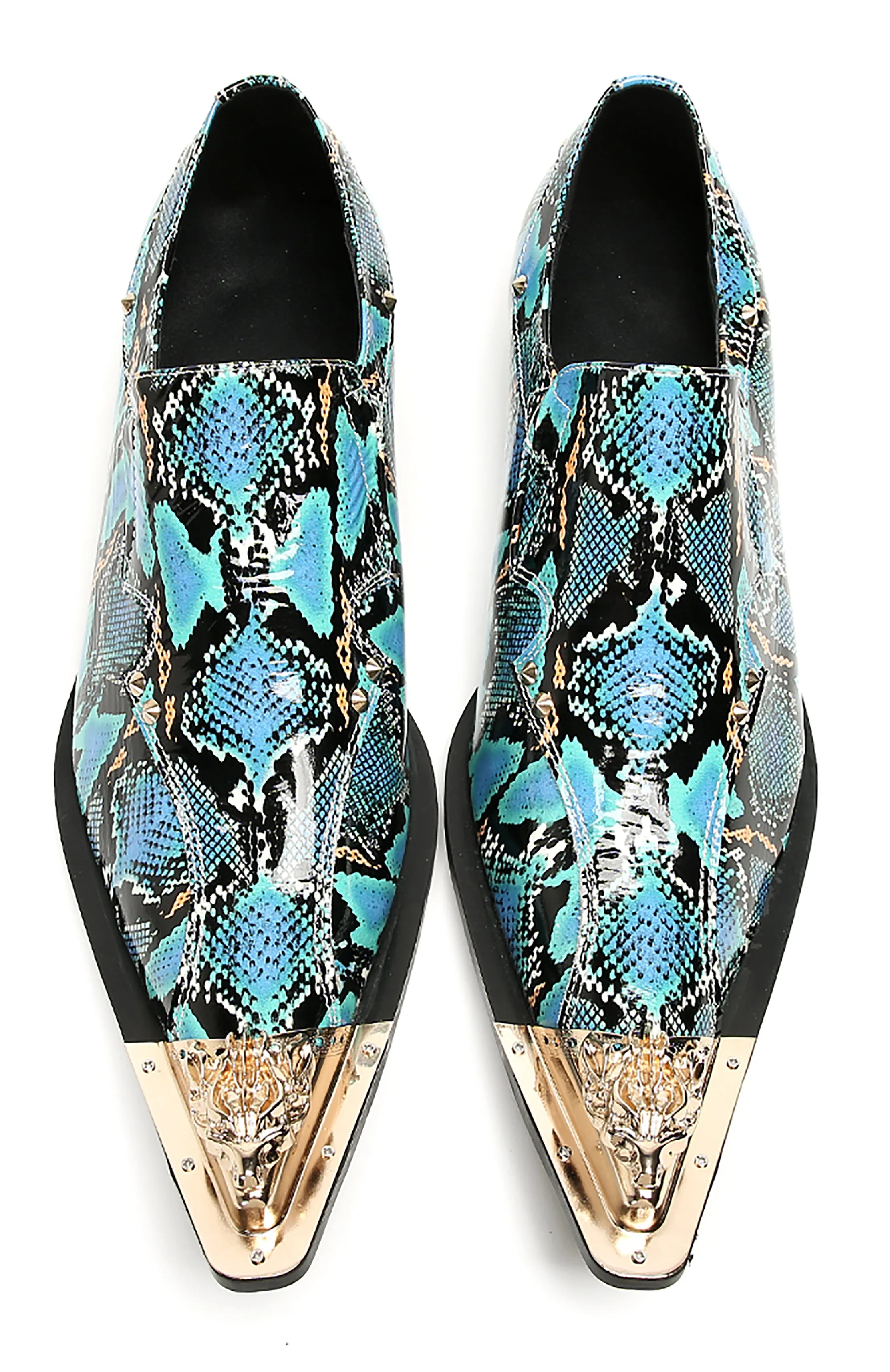 Mens Party Casual Metal Pointed Toe Ballroom Western Loafers