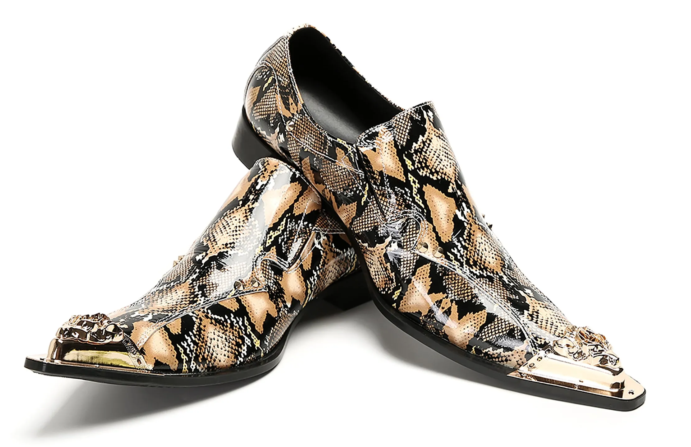 Mens Party Casual Metal Pointed Toe Ballroom Western Loafers