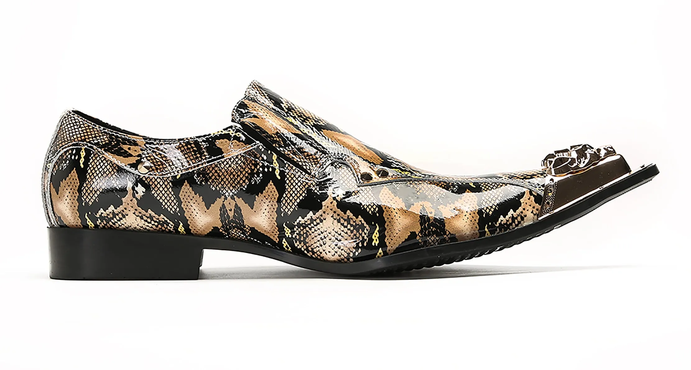 Mens Party Casual Metal Pointed Toe Ballroom Western Loafers