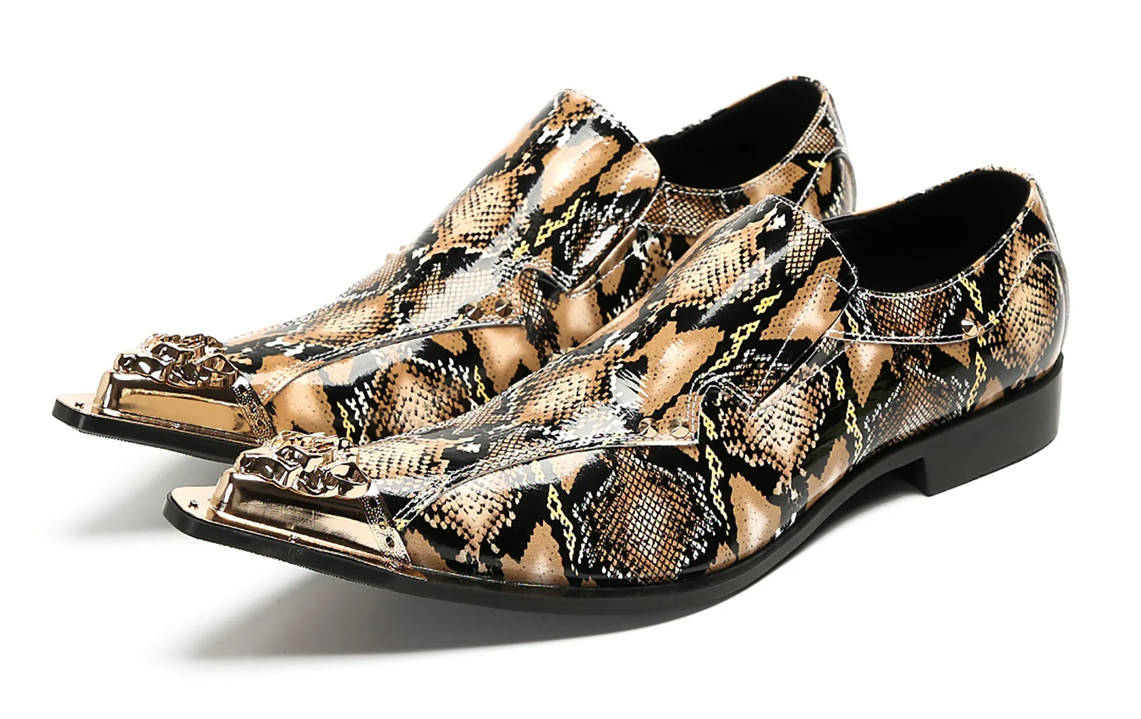 Mens Party Casual Metal Pointed Toe Ballroom Western Loafers