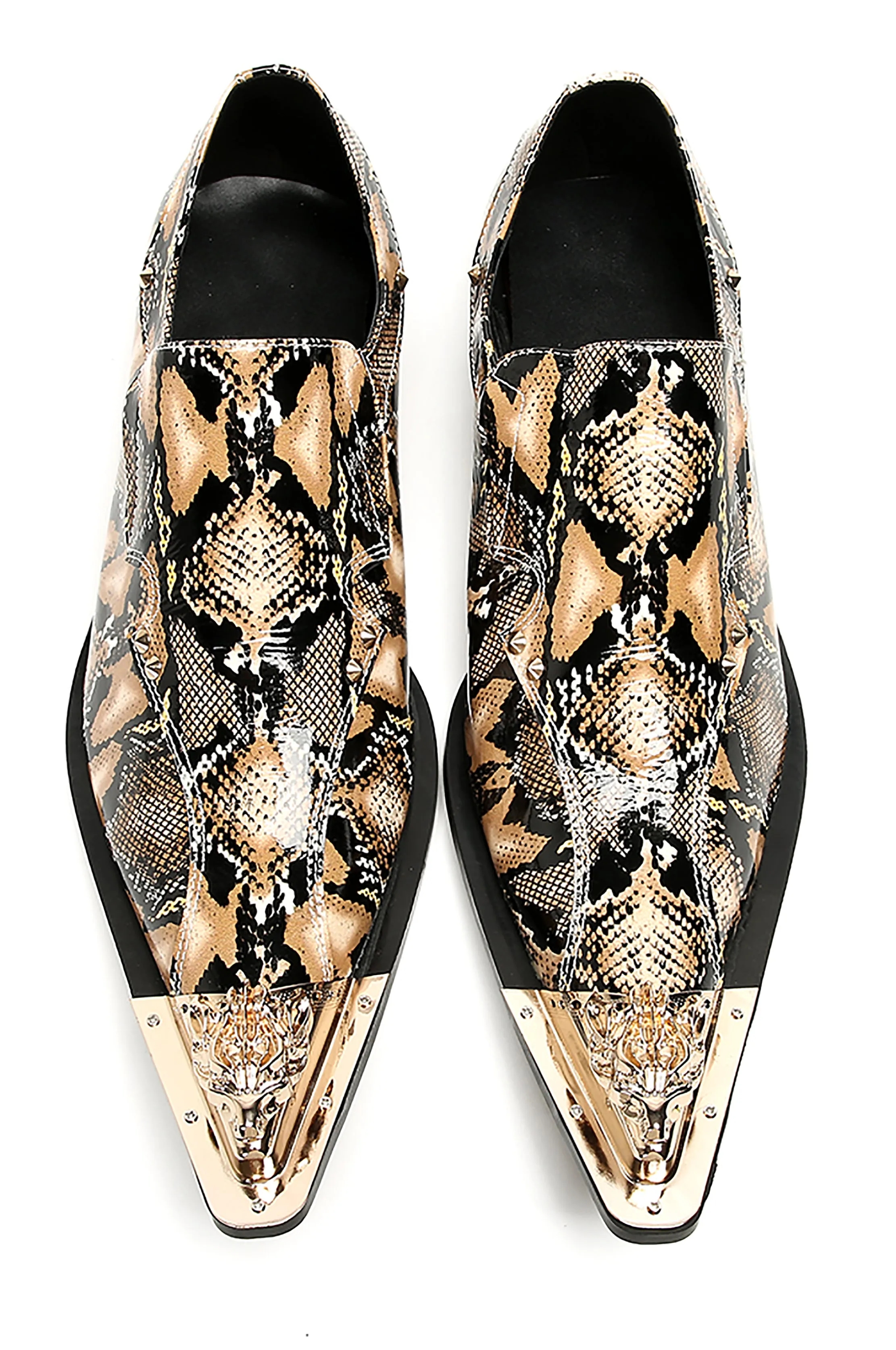 Mens Party Casual Metal Pointed Toe Ballroom Western Loafers