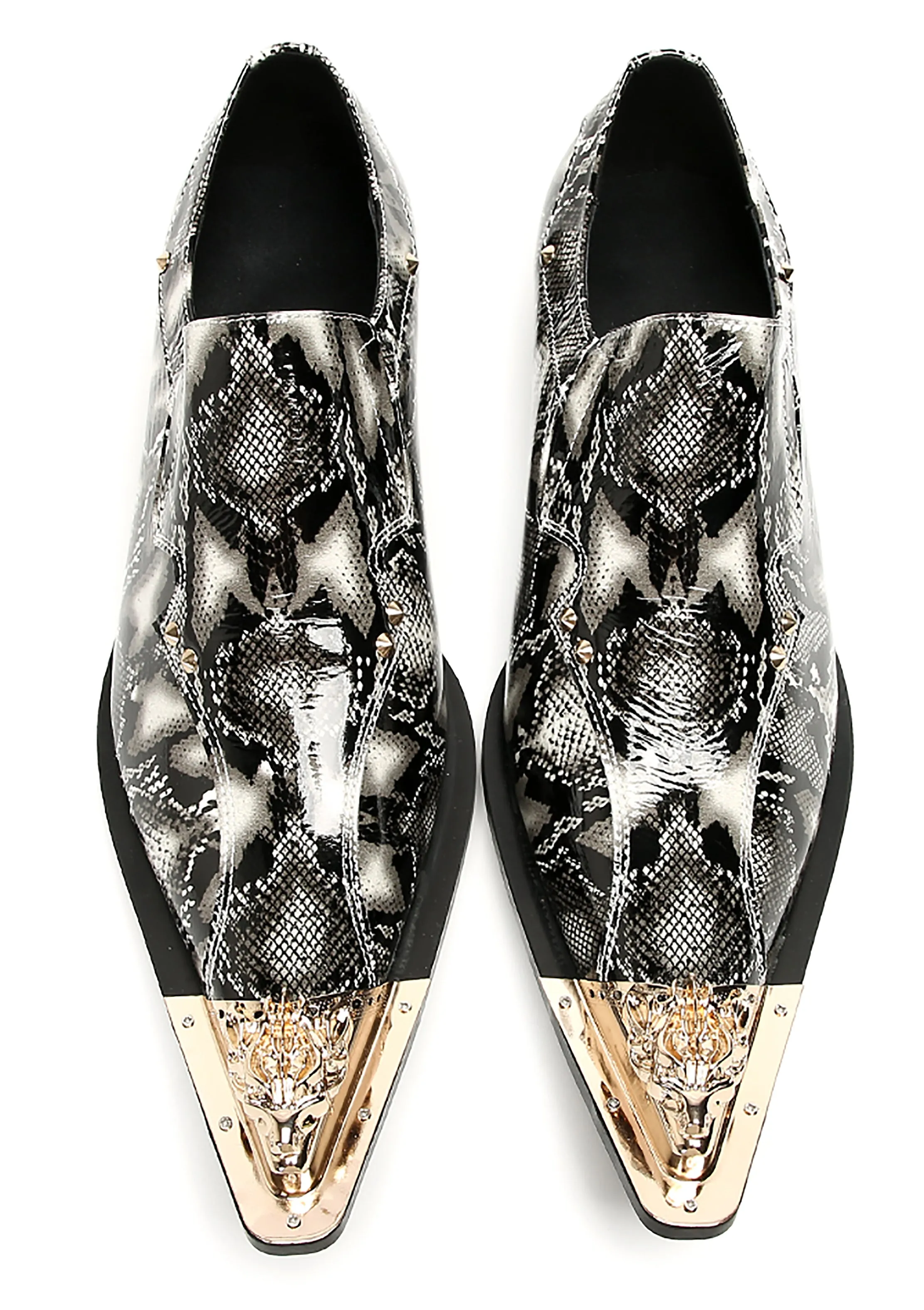 Mens Party Casual Metal Pointed Toe Ballroom Western Loafers