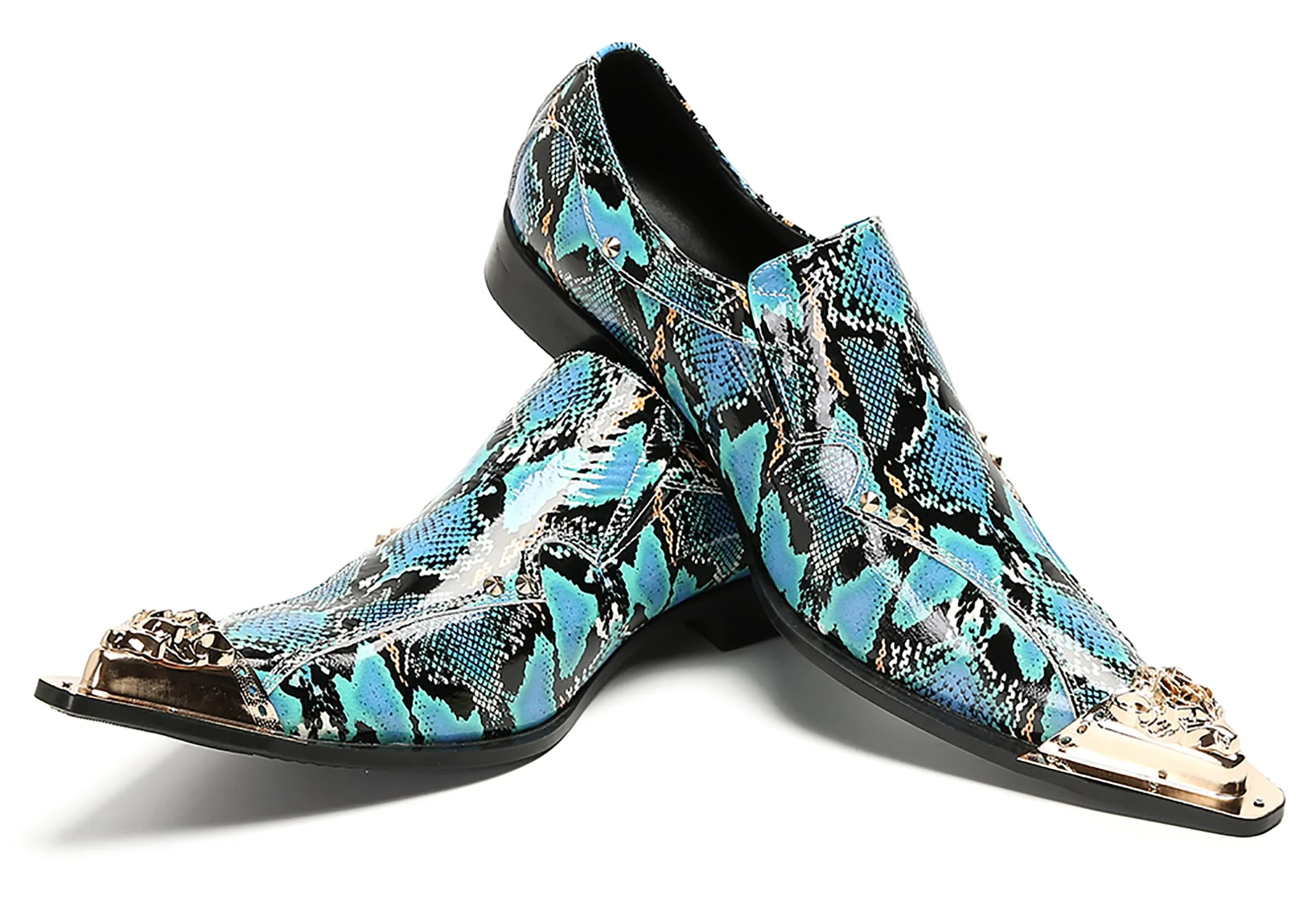 Mens Party Casual Metal Pointed Toe Ballroom Western Loafers