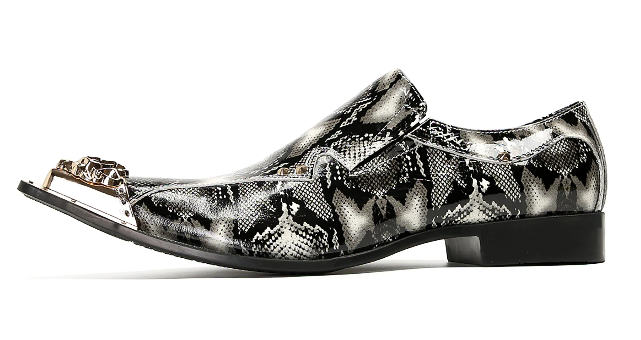 Mens Party Casual Metal Pointed Toe Ballroom Western Loafers