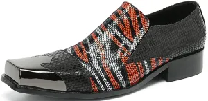 Men's Square-Toe Metal Western Loafers Tuxedo
