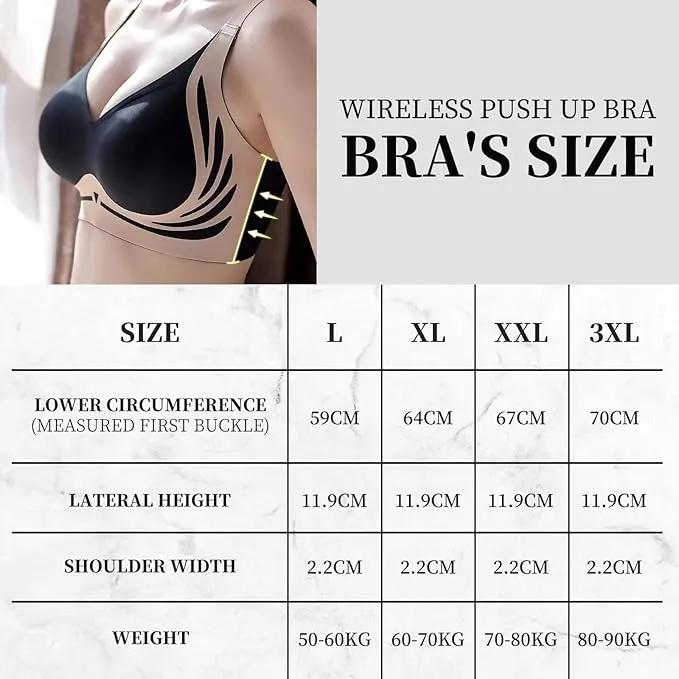 NEW Retails $45 TAIMEI WHITE/CREAM Super Gather Bra Wireless Push-Up Bra Comfortable Gather Bra Lift Bra Women Lingerie Everyday Sports Bras Sz XL