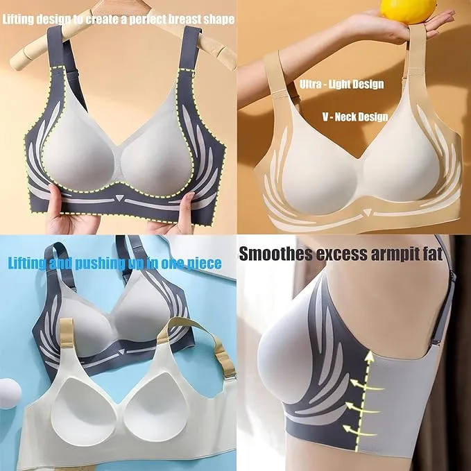 NEW Retails $45 TAIMEI WHITE/CREAM Super Gather Bra Wireless Push-Up Bra Comfortable Gather Bra Lift Bra Women Lingerie Everyday Sports Bras Sz XL