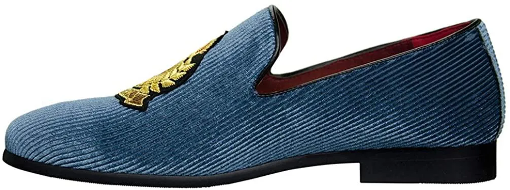 NXY Men's Loafers Velvet Dress Shoes Smoking Slippers with Embroidery Slip on Penny Party Luxury Loafer Shoes