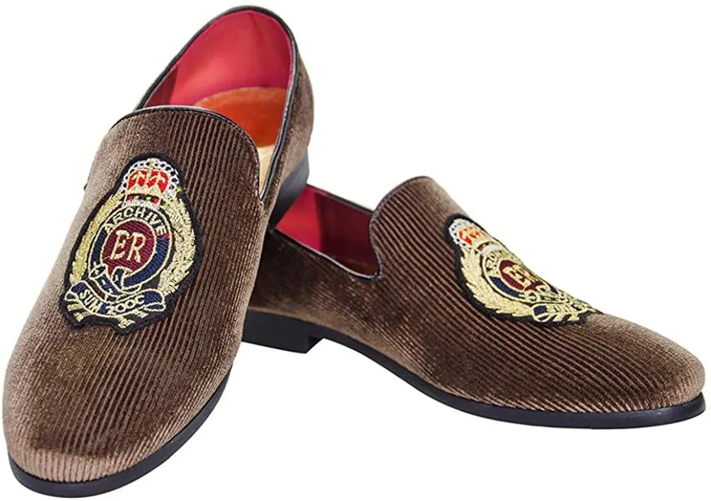 NXY Men's Loafers Velvet Dress Shoes Smoking Slippers with Embroidery Slip on Penny Party Luxury Loafer Shoes