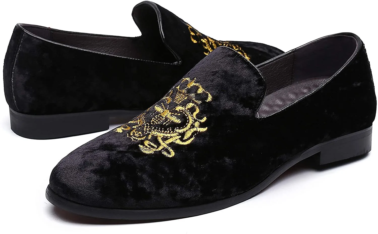 NXY Men's Loafers Velvet Dress Shoes Smoking Slippers with Embroidery Slip on Penny Party Luxury Loafer Shoes