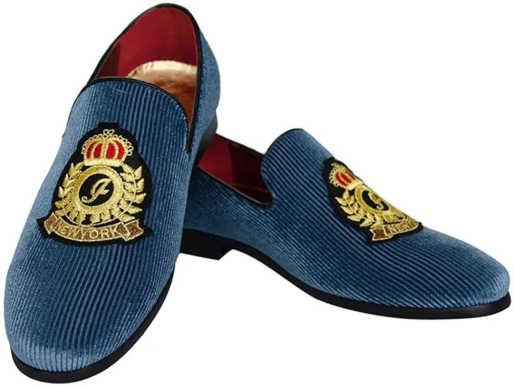 NXY Men's Loafers Velvet Dress Shoes Smoking Slippers with Embroidery Slip on Penny Party Luxury Loafer Shoes