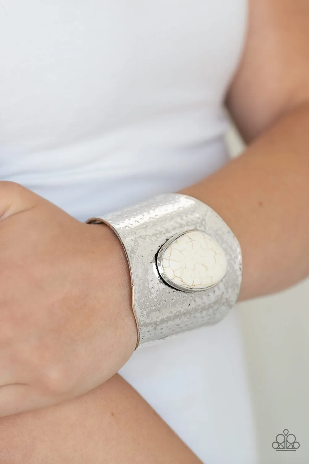 Paparazzi Casual Canyoneer - White Cuff Bracelet