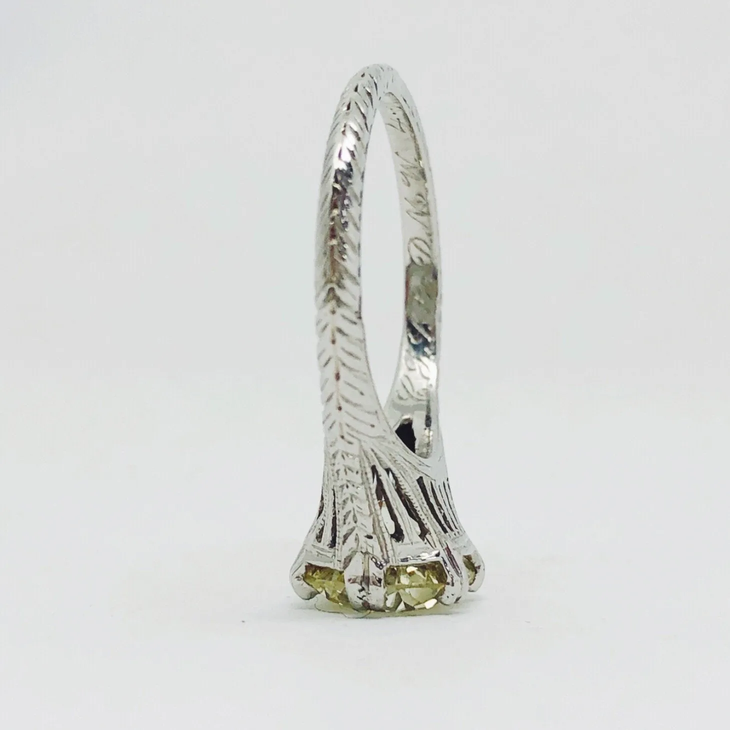 Platinum 1.92ct Vintage Hand Engraved Solitaire