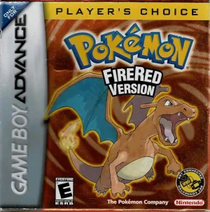 Pokemon FireRed i æske (NTSC Player's Choice m. mindre kosmetiske fejl)