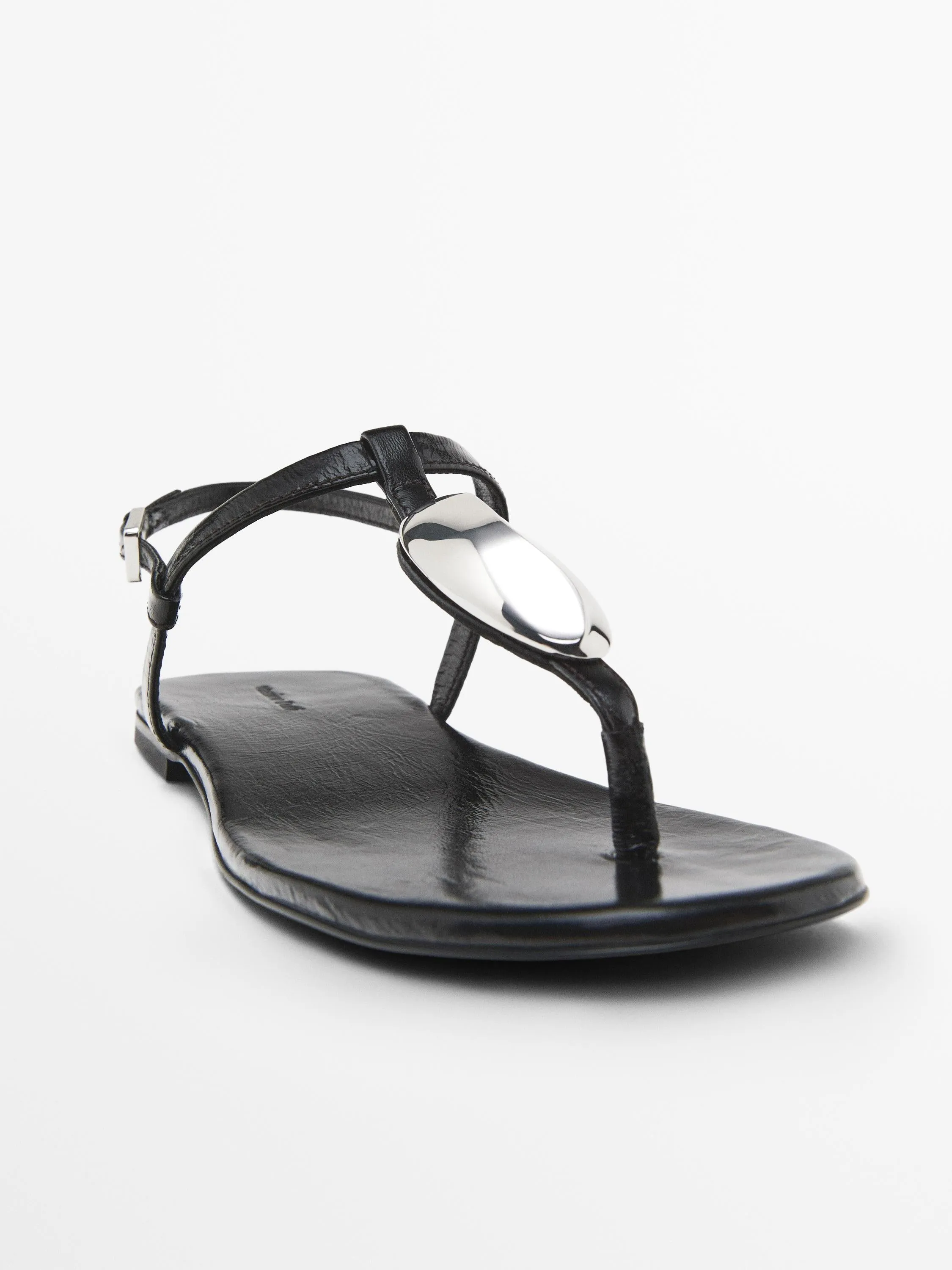 Rhinestone leather sandals