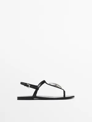 Rhinestone leather sandals