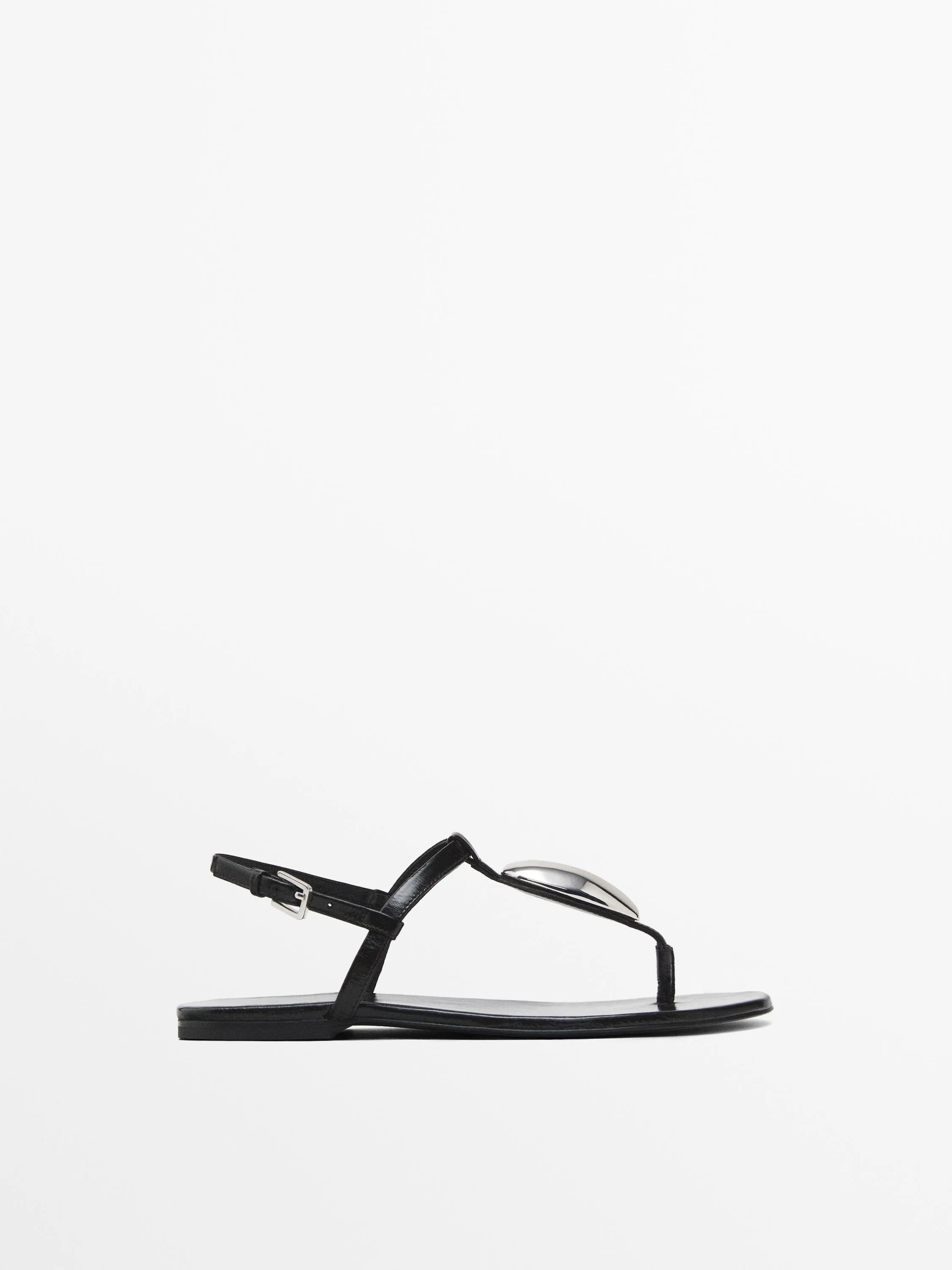 Rhinestone leather sandals