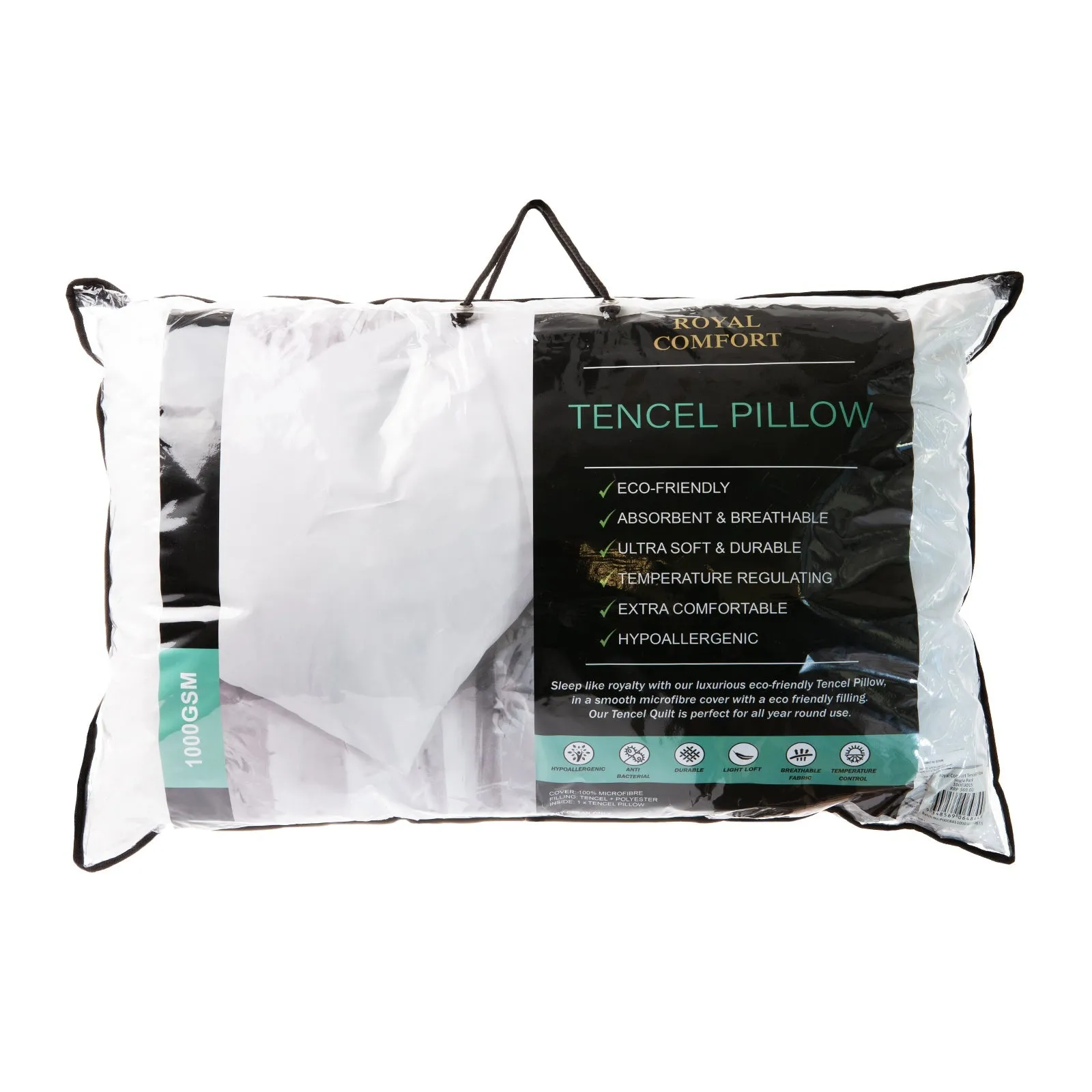 Royal Comfort Tencel Blend Pillow Twin Pack Eco Friendly Breathable Ultra Soft
