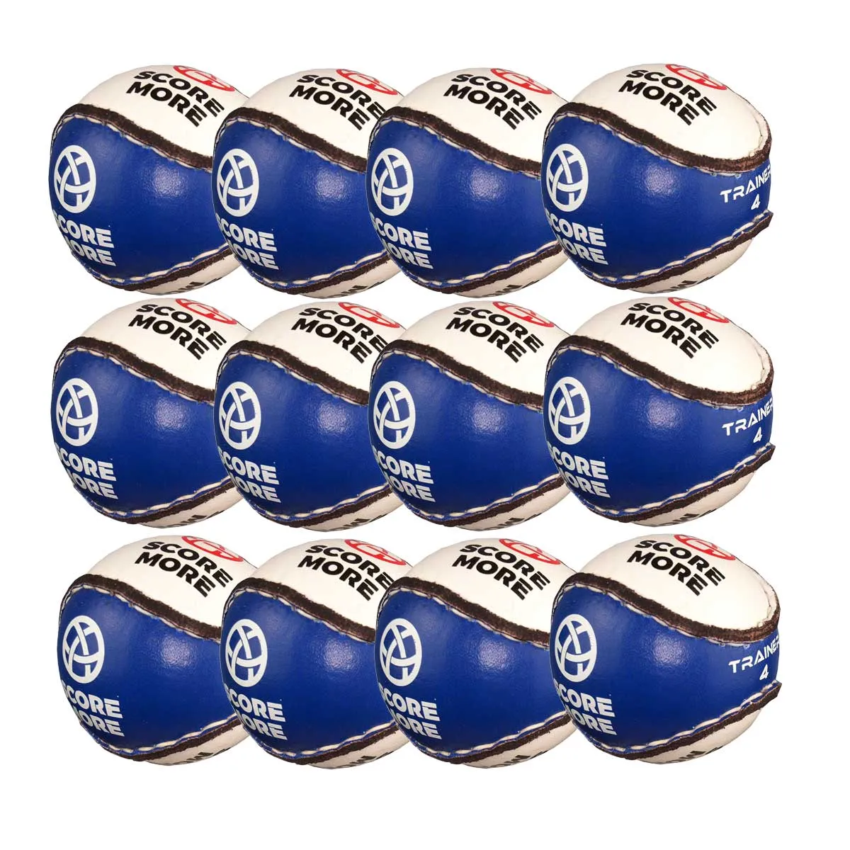 Score More Training Sliotar Size 4  Blue & White Pack of 12
