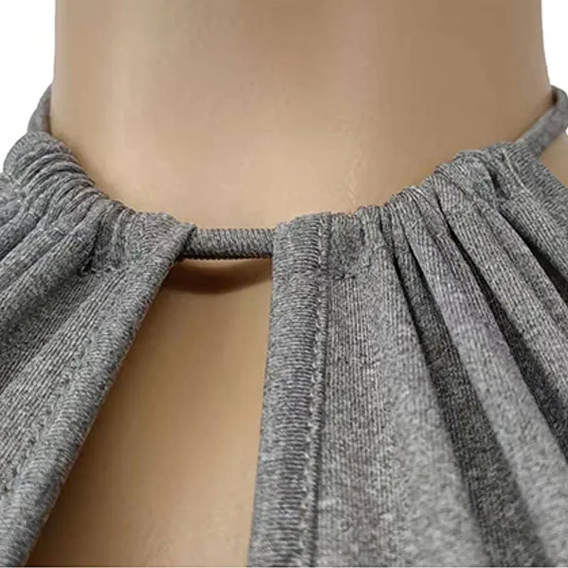Solid Halter Sleeveless Hollow Out Bandage Two Piece Skirt Set