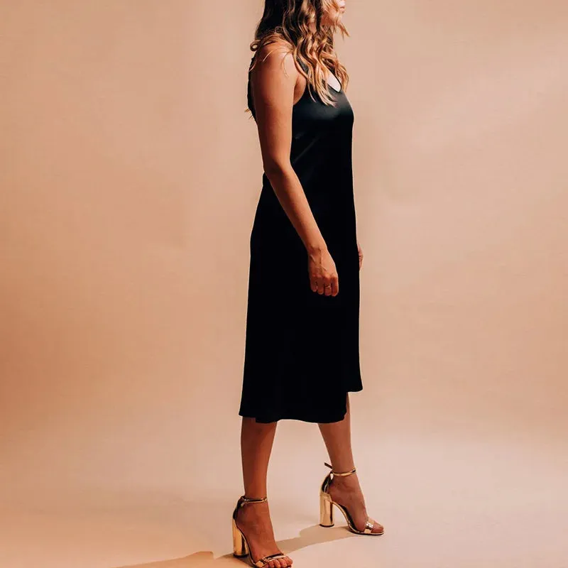 Spaghetti Straps V-Neck Backless Long Dress for Women