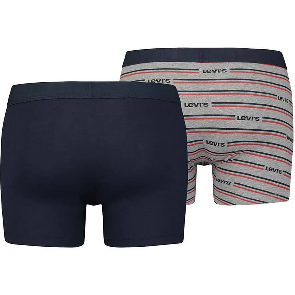 Súprava 2 kusov boxeriek Levi's® Organic Cotton Sprtswr Aop Boxer Brief šedé/tmavomodré