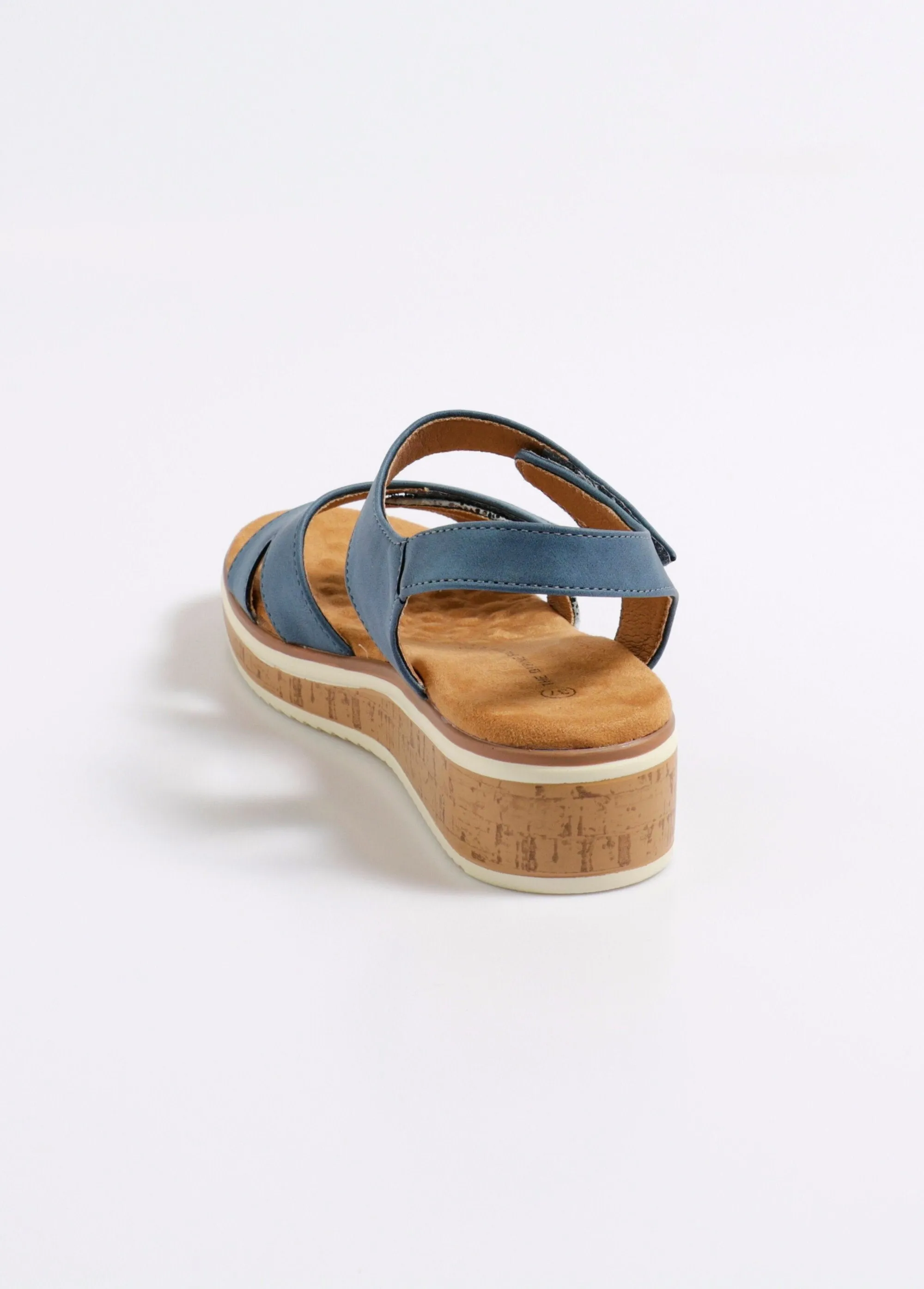 Suede and cork wedge sandals