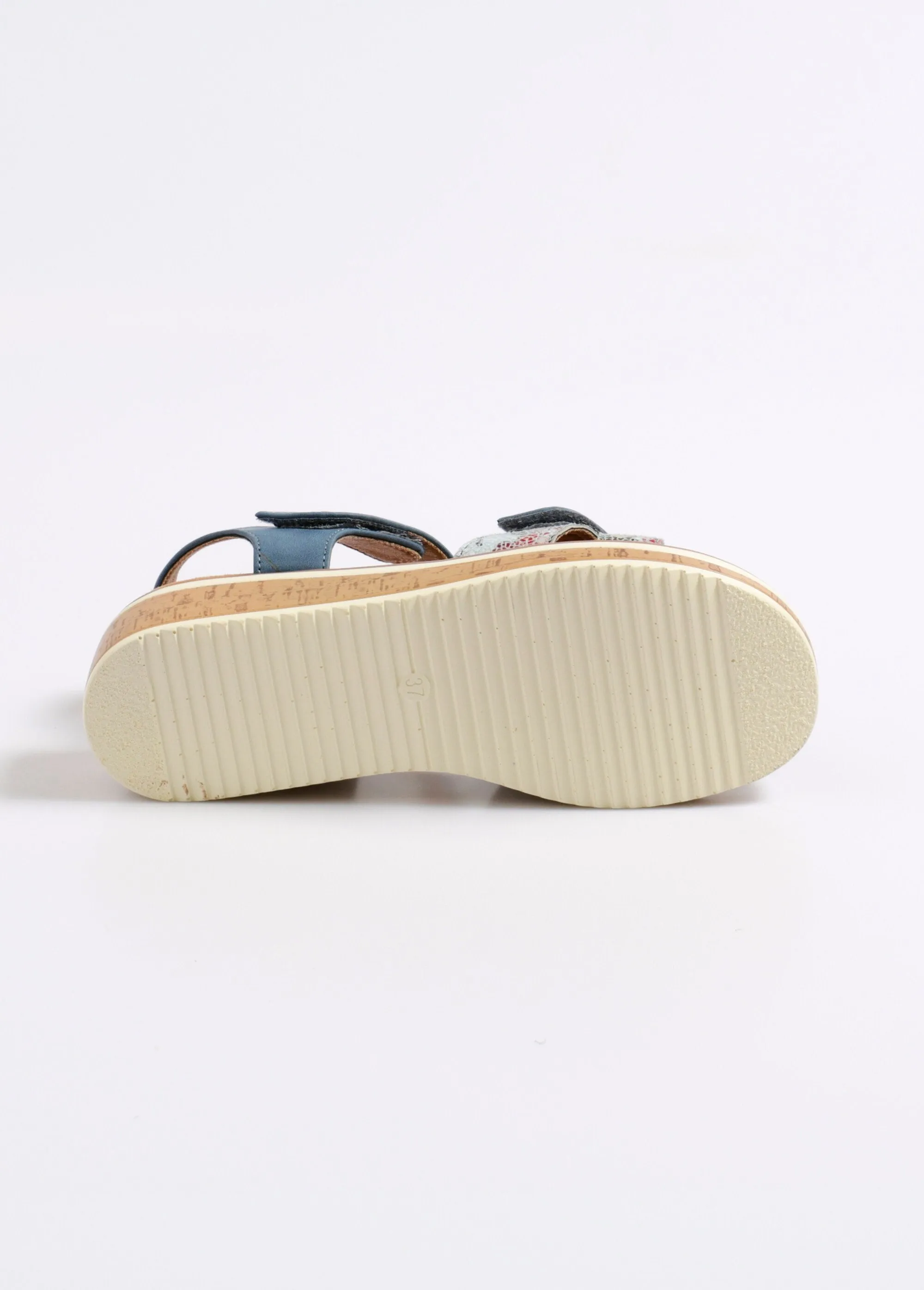Suede and cork wedge sandals