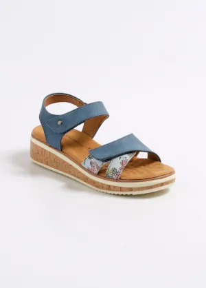 Suede and cork wedge sandals
