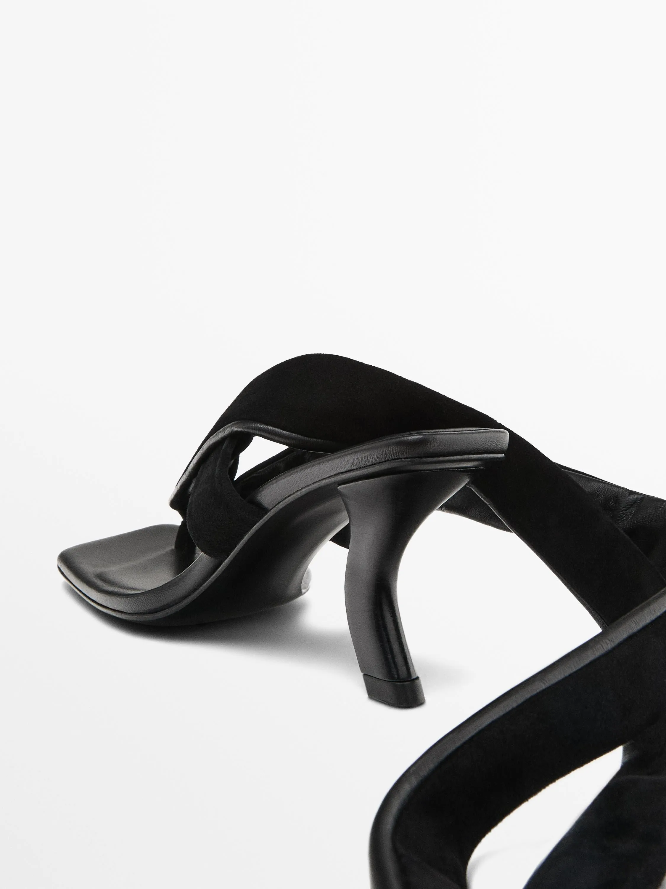 Suede high-heel sandals with tie detail