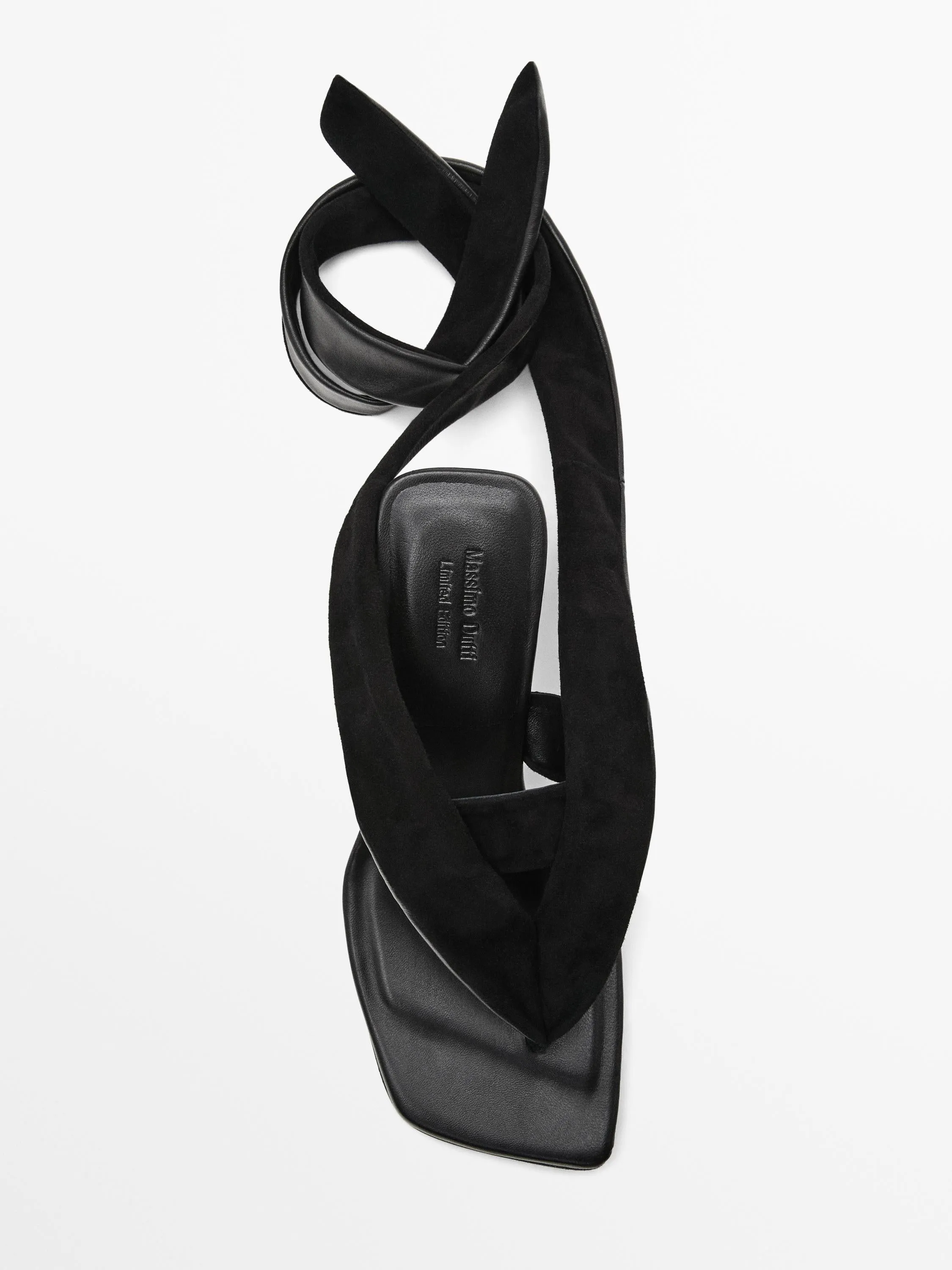 Suede high-heel sandals with tie detail