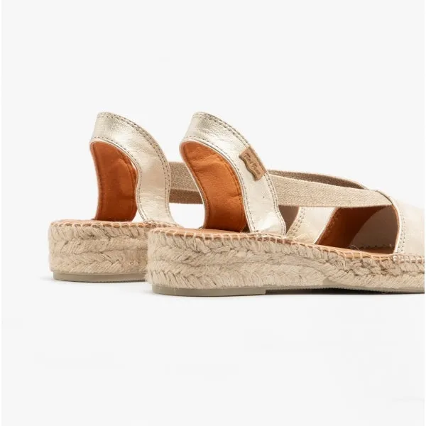 Toni Pons ETNA Womens Leather Espadrille Sandals Platinum