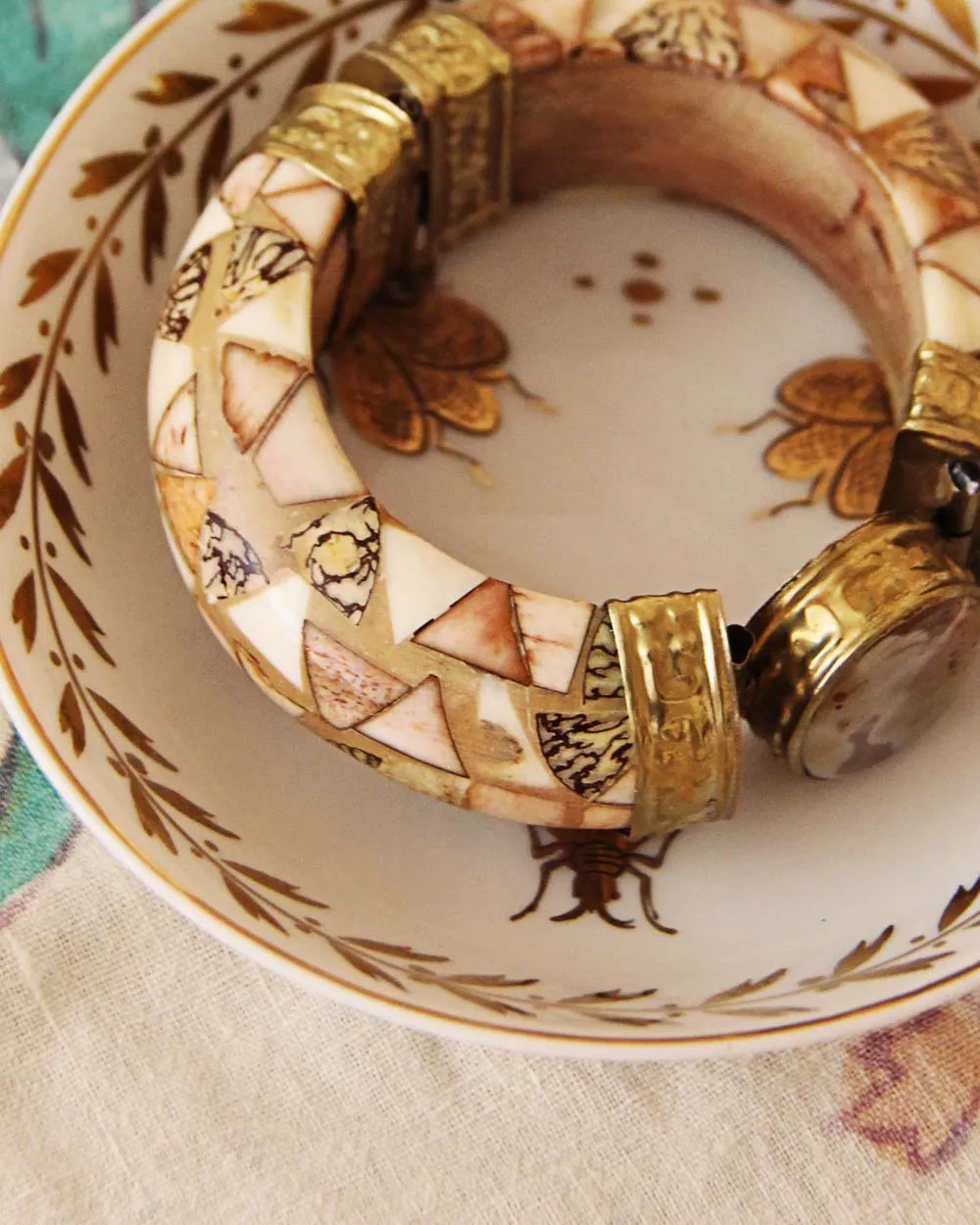 Vintage Brass & Jasper Bracelet