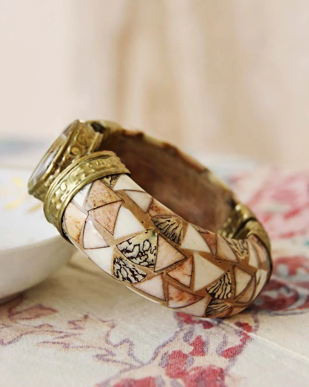 Vintage Brass & Jasper Bracelet