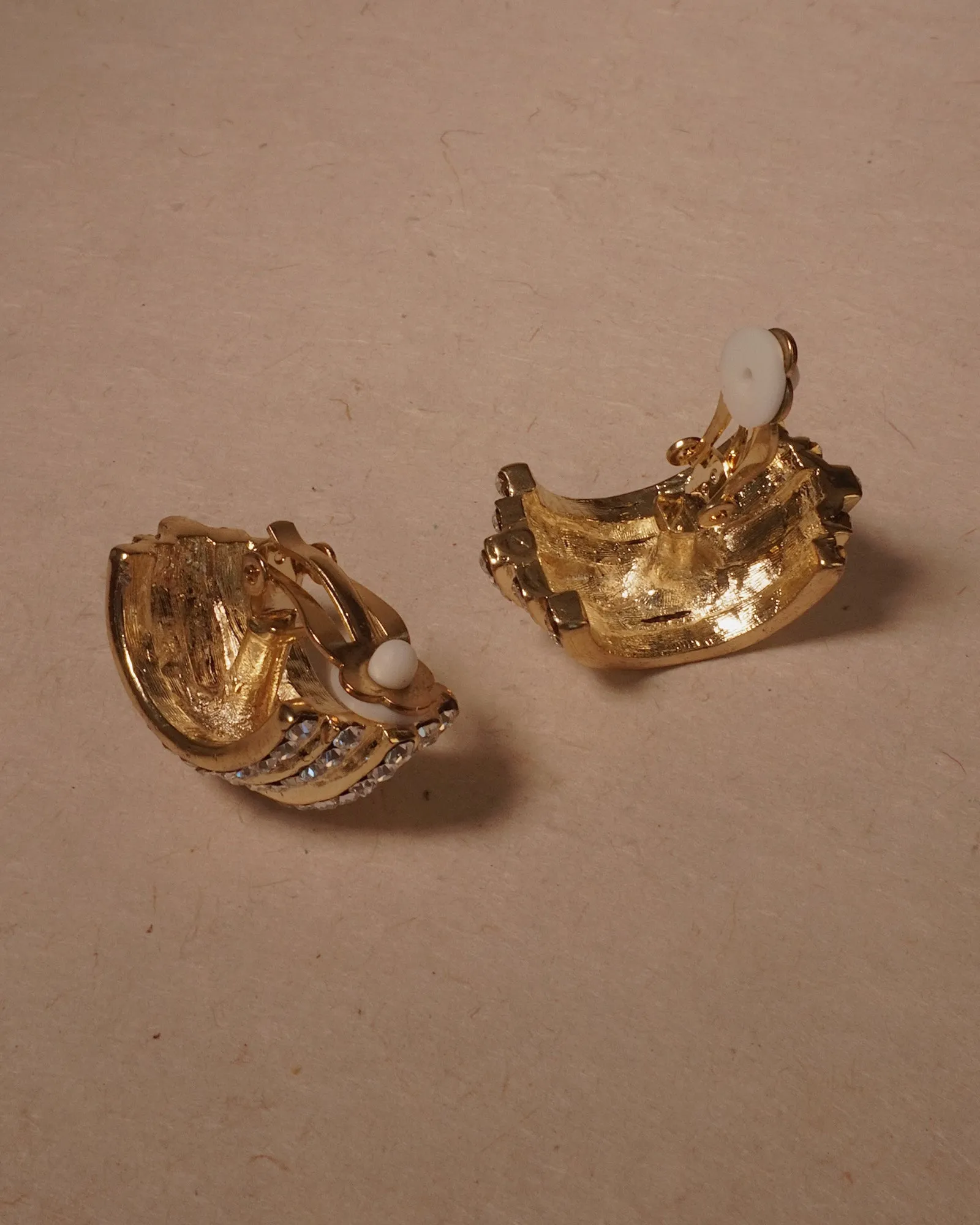 Vintage Crystal Step Hoop Clip Ons