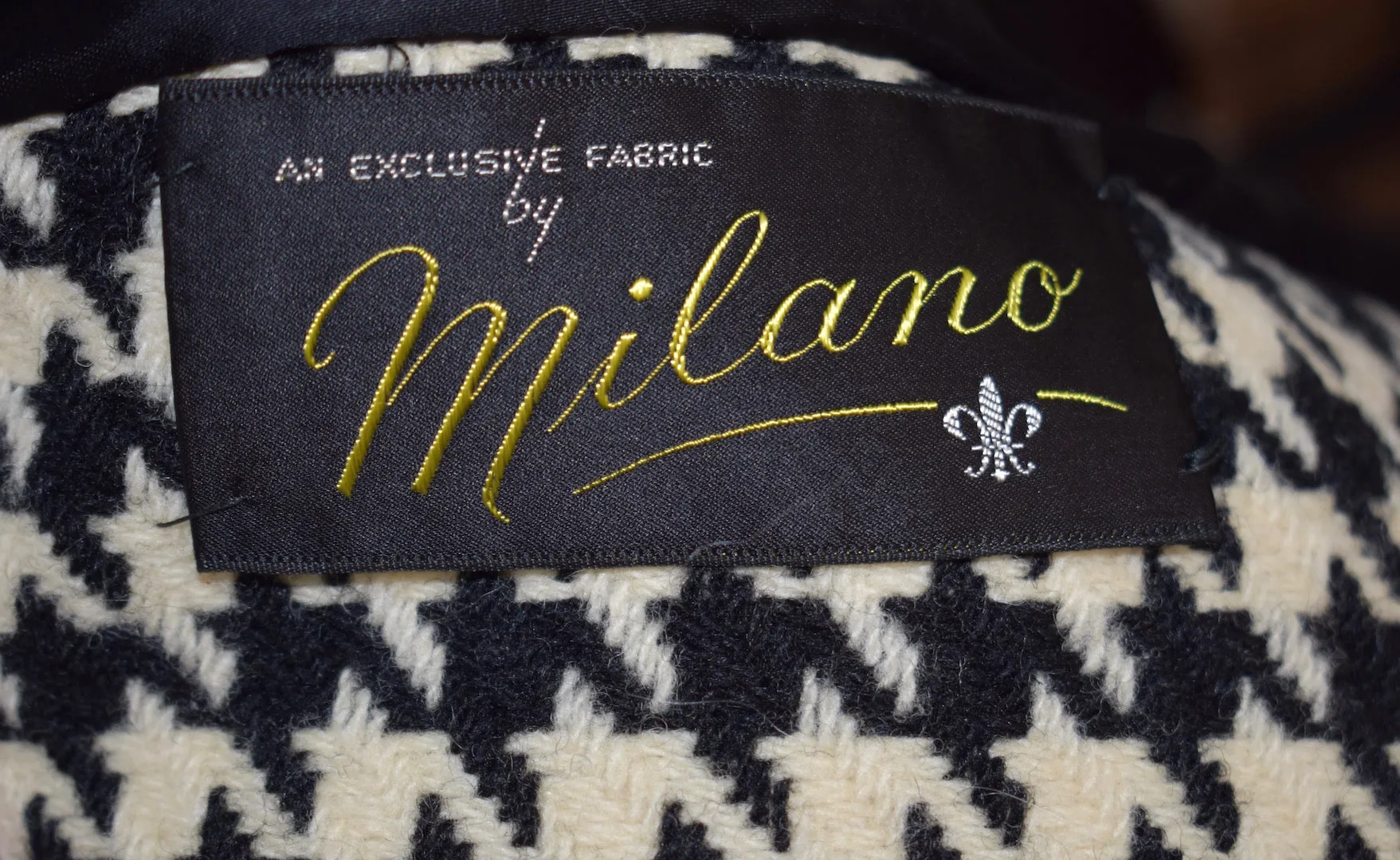 Vintage Milano Off White Tweed Black and White Coat