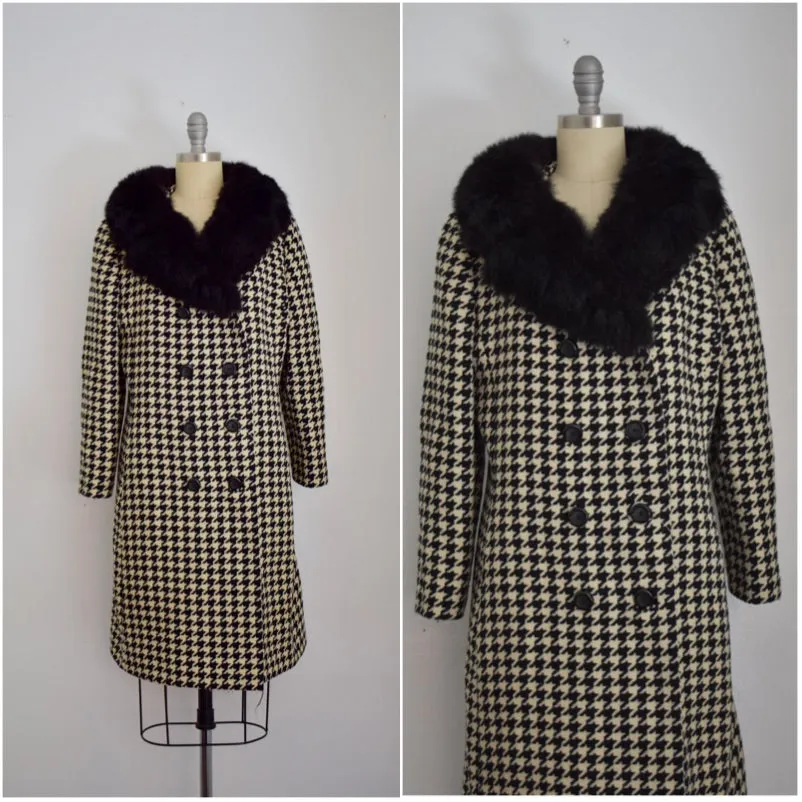 Vintage Milano Off White Tweed Black and White Coat