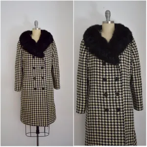 Vintage Milano Off White Tweed Black and White Coat