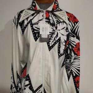 White with red and Black Flowers Western Shirt