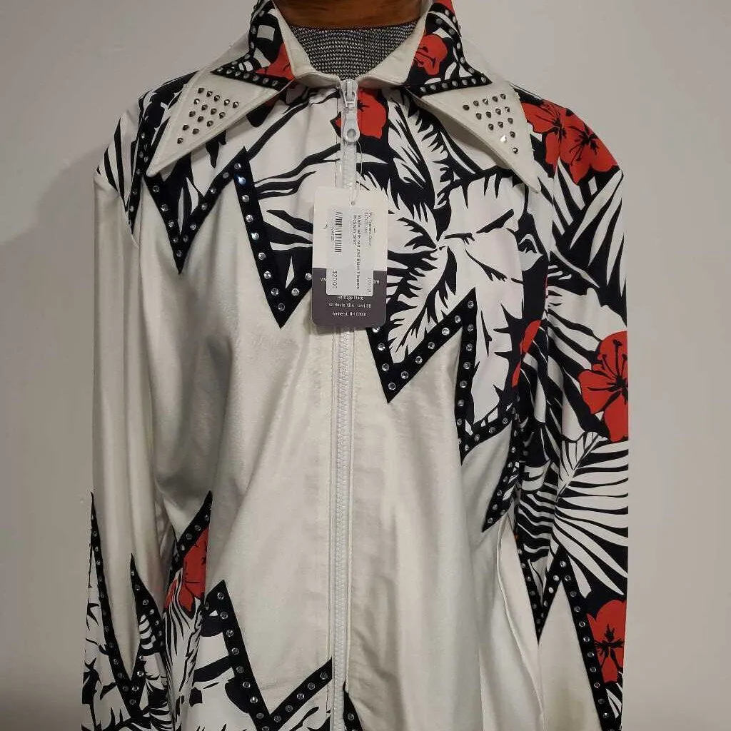 White with red and Black Flowers Western Shirt