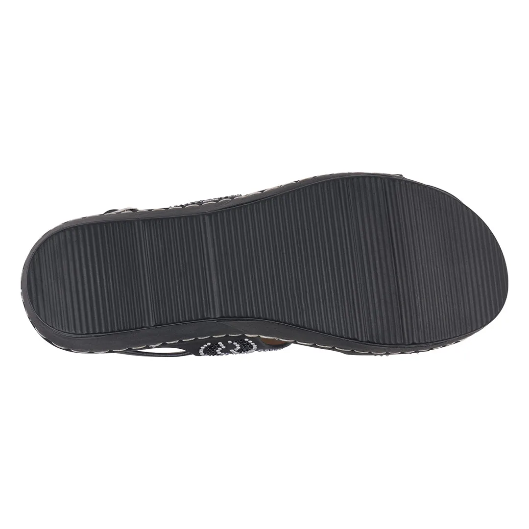 Women's Alexia Black Embellished Wedge Sandals