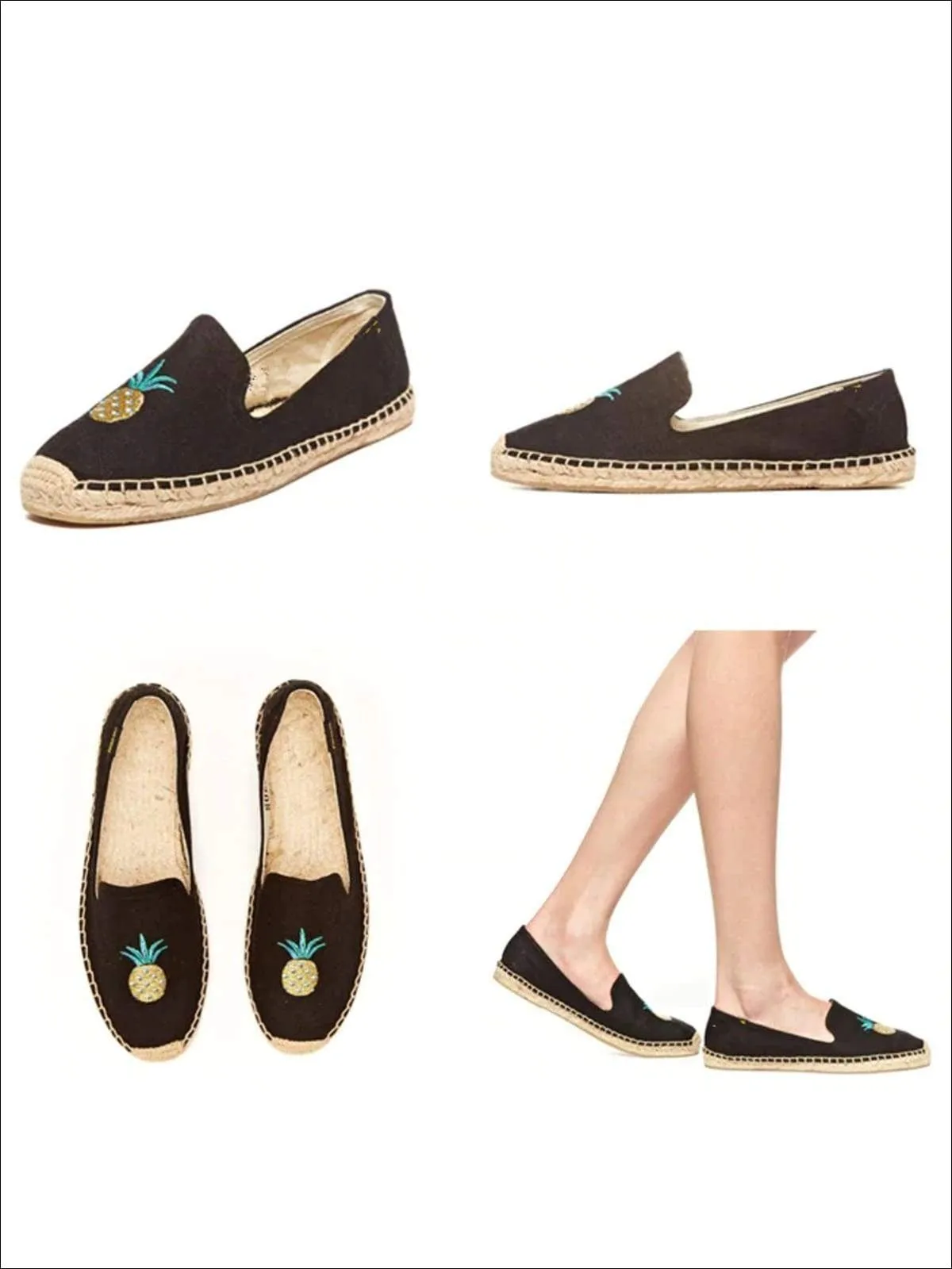 Women's Embroidered Espadrille Loafers (Multi Color Options) By Liv and Mia