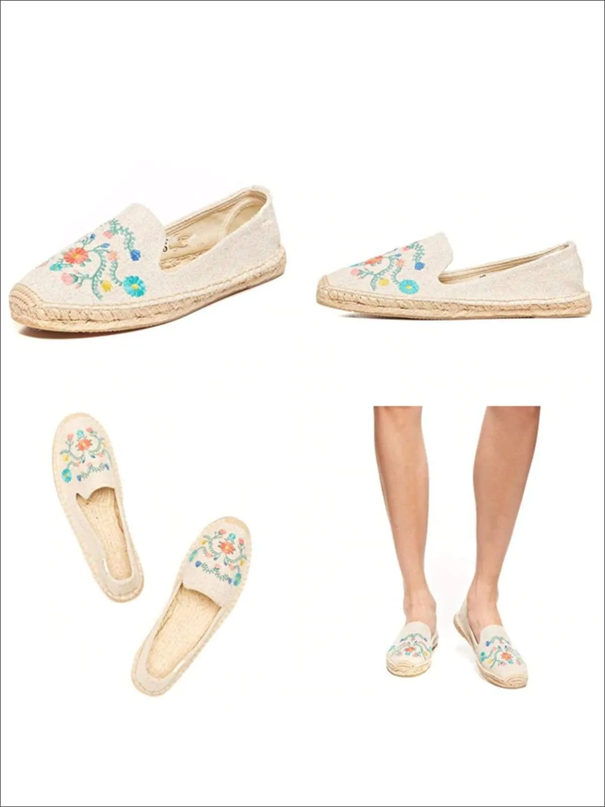 Women's Embroidered Espadrille Loafers (Multi Color Options) By Liv and Mia