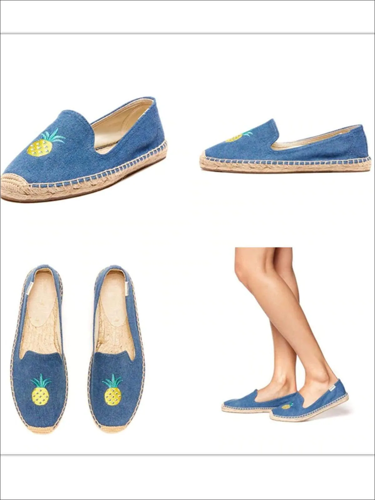 Women's Embroidered Espadrille Loafers (Multi Color Options) By Liv and Mia
